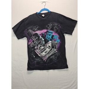 Vintage AAA Skull Rap Graphic T Shirt Mens Medium Black Y2K Streetwear Tee